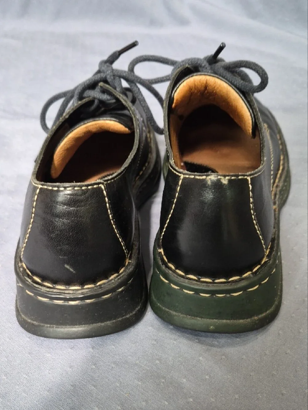 Y2K Born Shoe Black Leather Boxy Oxford Contrast Stitch Womens 9 Goth Twee